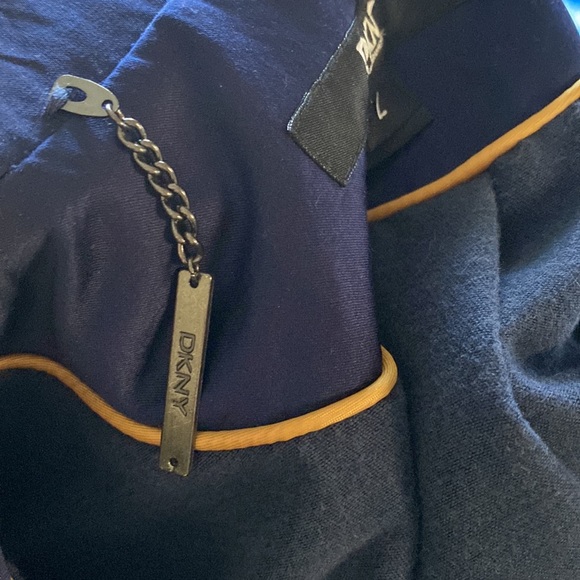 DKNY DONNA KARAN New York PRUSSIAN METAL TRENCH COAT LARGE NEW - Picture 10 of 11